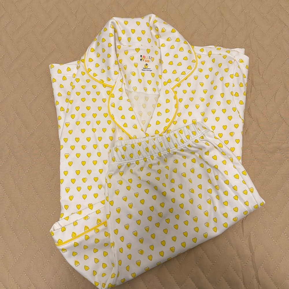 NWOT roller rabbit yellow sunshine hearts pajama size P sold out